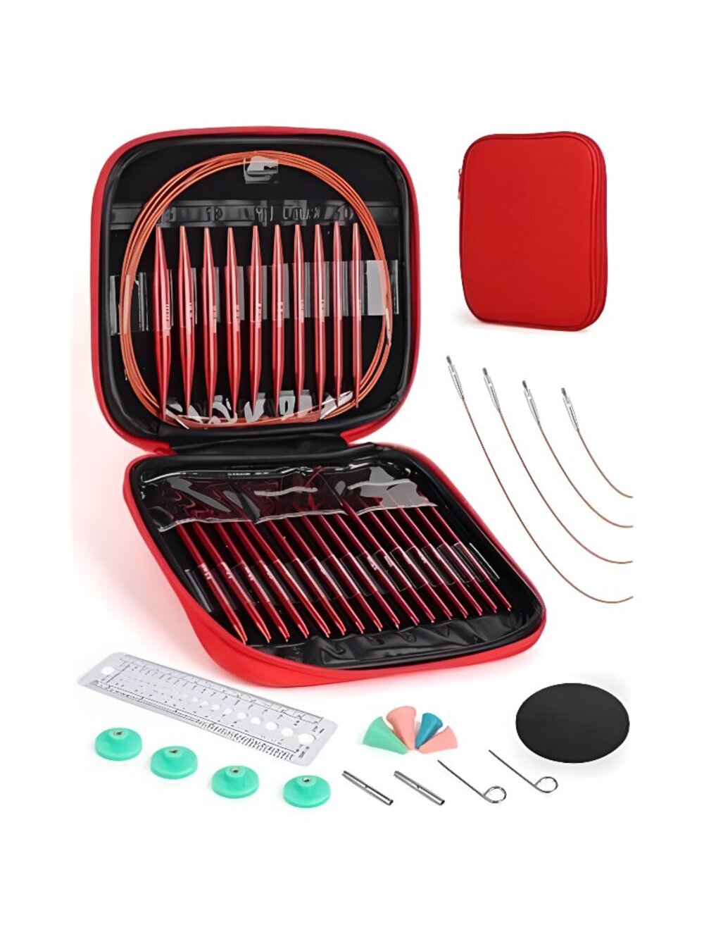 Interchangeable Knitting Needle Set with Circular Cable for Crafters